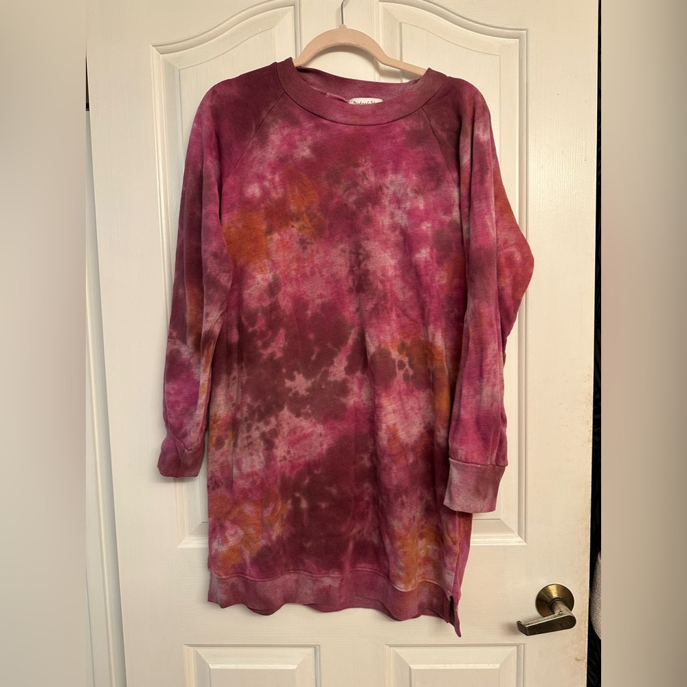 Michael Stars Tie-Dye Long Sleeve Sweatshirt Dress